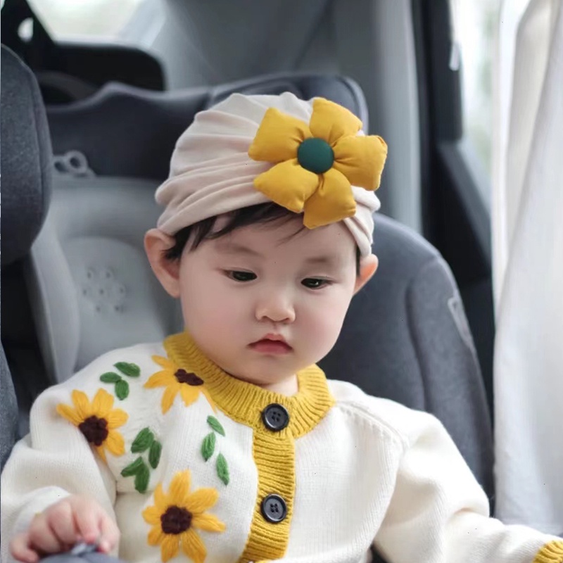 Mũ Turban In Hoa Màu Sắc Dễ Thương Thời Trang Mùa Hè Thoáng Khí Co Giãn Cho Bé
