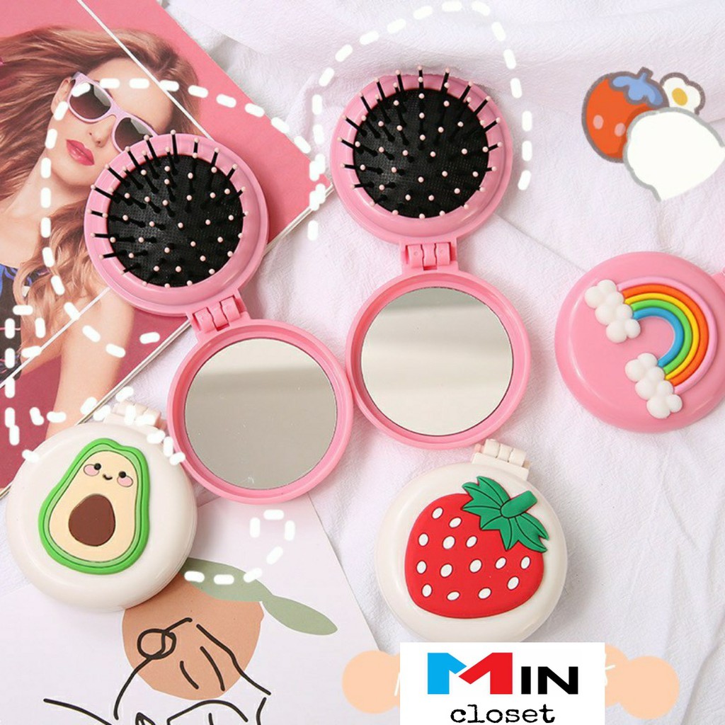 💖 Gương kèm lược gấp gọn siêu dễ thương - Mincloset 💖