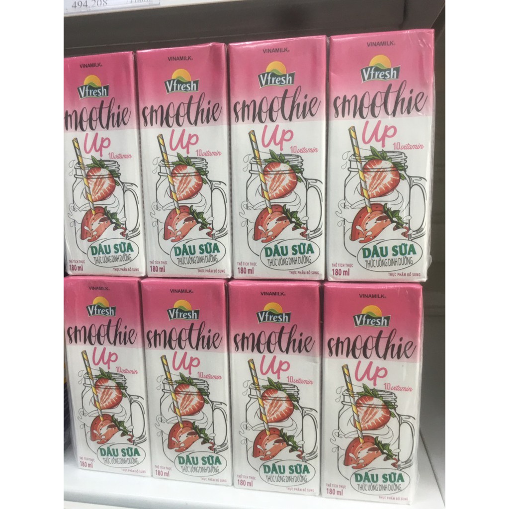 NƯỚC DÂU SỮA VFRESH SMOOTHIE UP - LỐC 4 HỘP X 180 ML