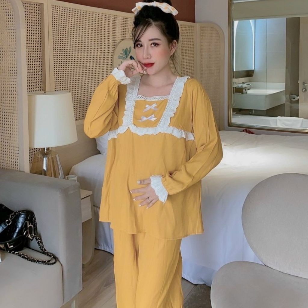 Bộ đồ bầu dài tay M213 chất đũi freesize từ 45 đến 75kg