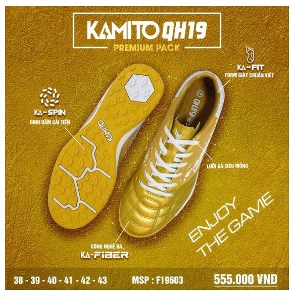 Giày Kamito đá banh bóng đá TA_Tuấn Anh thể thao chính hãng, Giày đá bóng nam KAMITO Quang Hải PREMIUM PACK chính hãng.