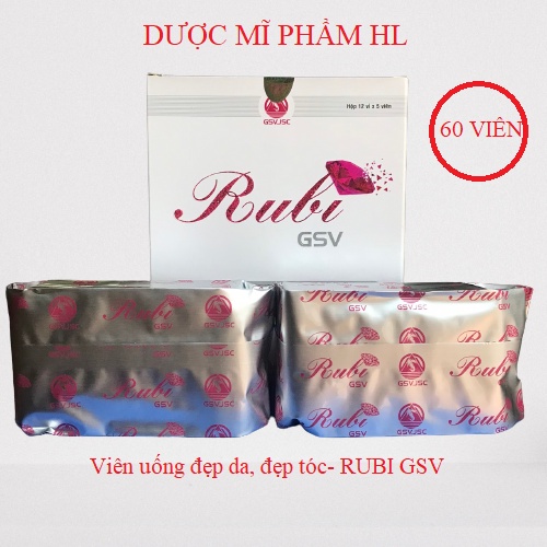 Viên uống hỗ trợ làm đẹp da đẹp tóc Rubi GSV hộp 60 viên