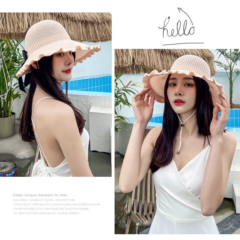 Nón Vành Chống Nắng Hở Đầu Gân Tăm Viền Nhúng Bèo Style Hàn