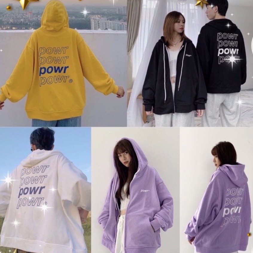 Áo khoác nỉ powr unisex clip ảnh thật dày dặn nam nữ form rộng oversize | BigBuy360 - bigbuy360.vn
