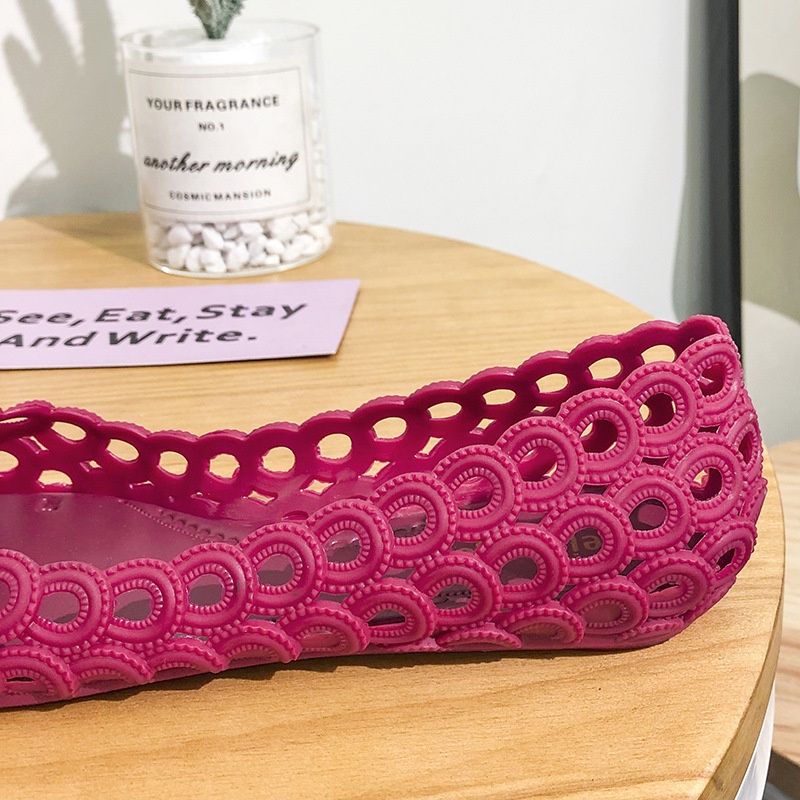 Giày Búp Bê Mũi Tròn Đế Bằng Phối Lỗ Lưới Thời Trang Mùa Hè Xinh Xắn Cho Nữ