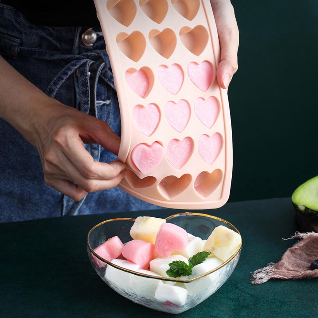 Khuôn Silicone Làm Đá Viên / Sô Cô La 21 Ngăn Hình Vuông / Tròn / Trái Tim