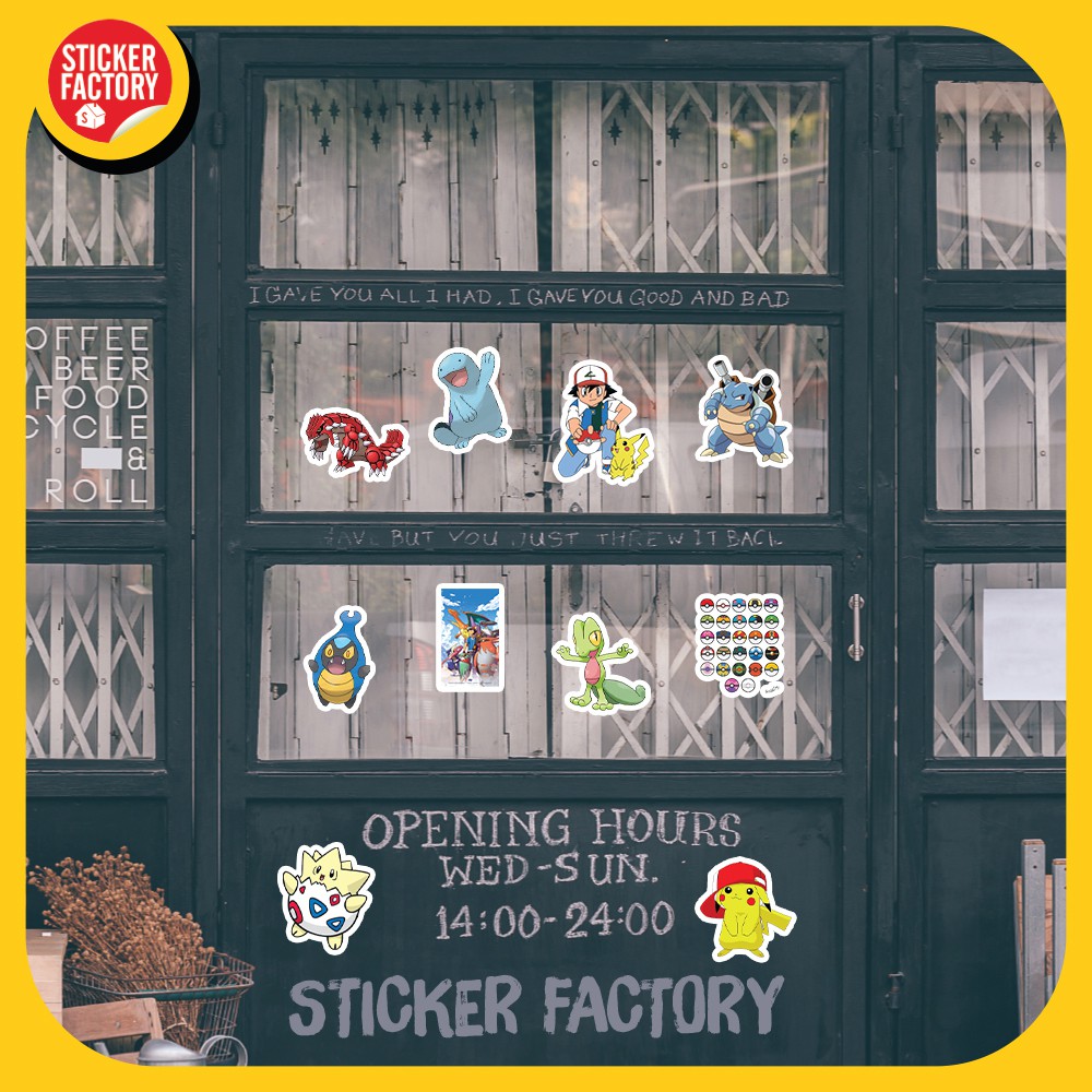 Pokemon - hộp set 100 sticker decal hình dán dễ thương, trang trí nón bảo hiểm , laptop, xe máy, ô tô