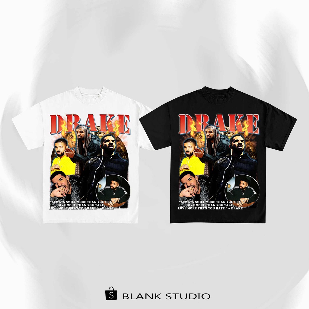 BLANK | Áo Thun DRAKE Tay Lỡ Unisex - Đen/Trắng Cổ Tròn