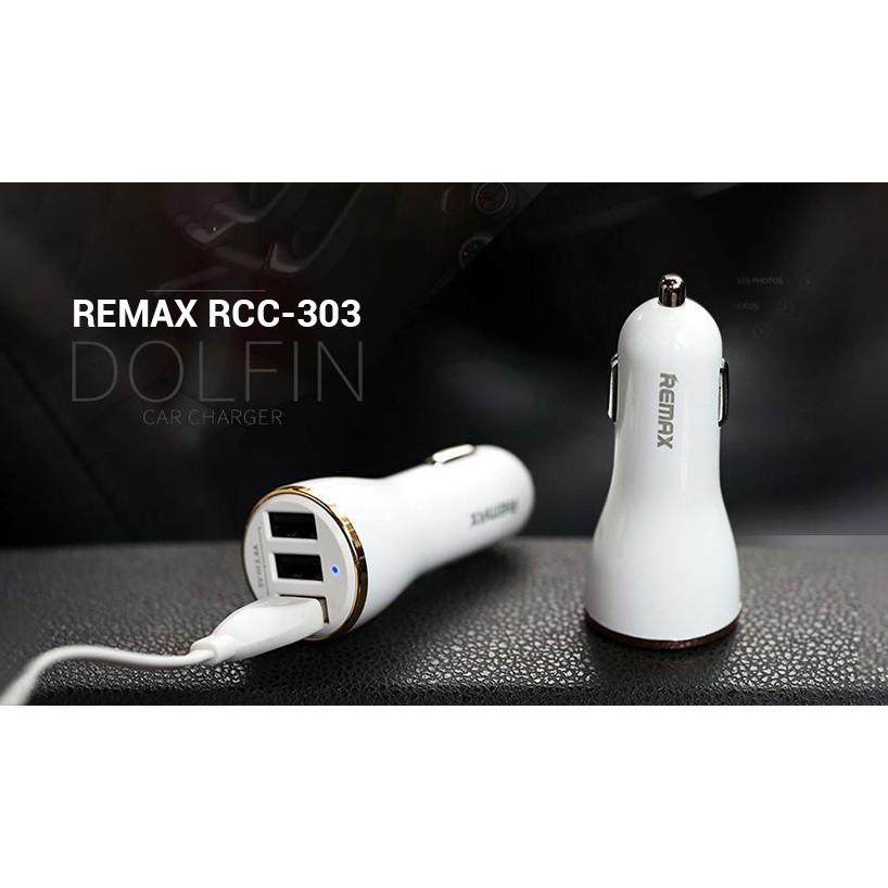 Cốc Sạc/Tẩu Sạc Oto Xe Hơi Remax 3 Cổng 3.4A Dolfin Rc-C303