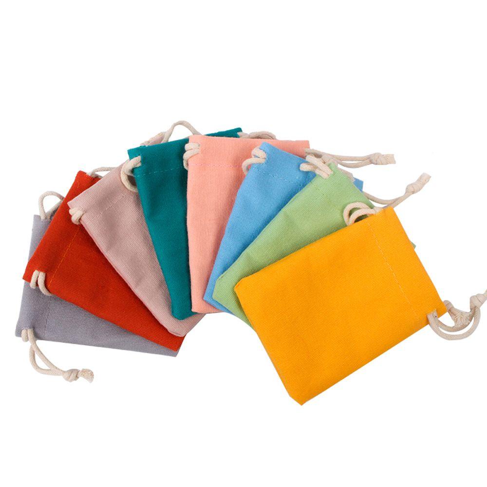 Bộ 10 Túi Dây Rút Cotton Tự Nhiên Nhỏ Gọn Đa Màu Sắc
