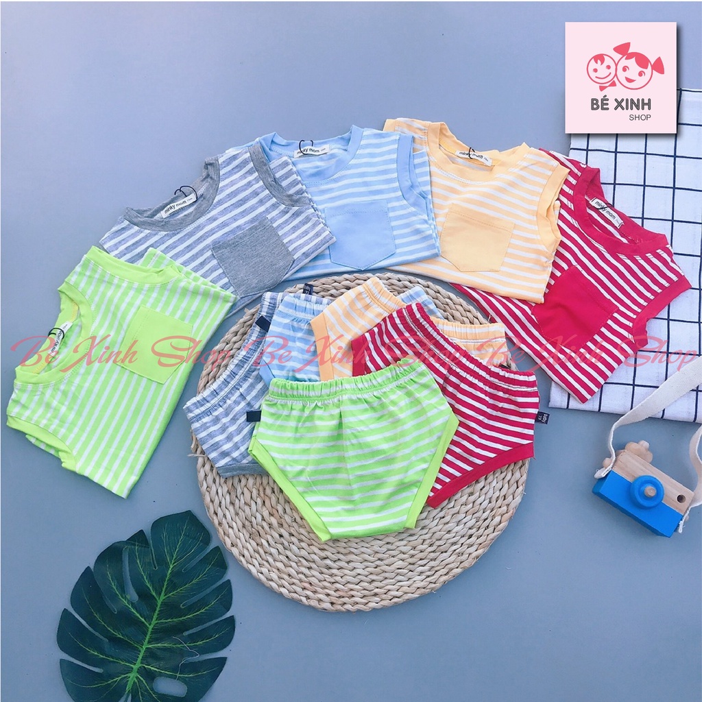 Bộ ba lỗ sát nách thun lạnh cho bé Minky Mom [Cực yêu] Bộ hè Minky Mom BA 3 LỖ KẺ SỌC cho bé trai gái trẻ em thun lạnh