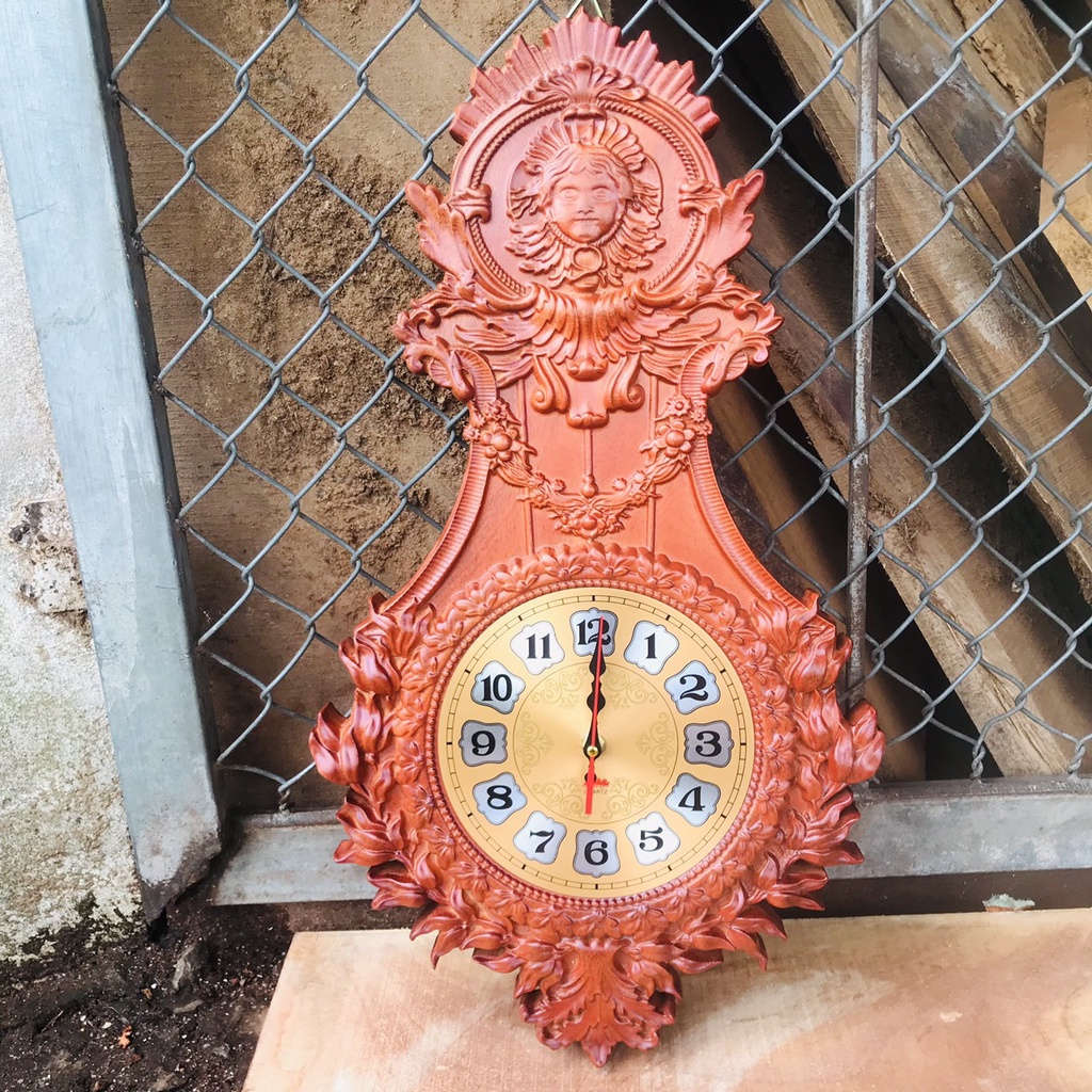 Tranh đồng hồ đồ gỗ mỹ nghệ hương đỏ mini cao cấp, Tranh đồ gỗ nội thất gia đình treo tường