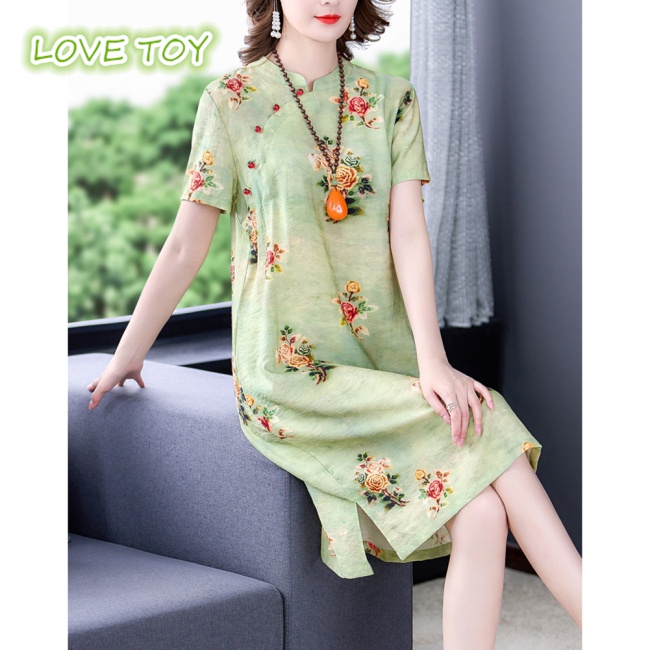 Sườn Xám Cách Tân In Hoa Thời Trang Nữ Tính