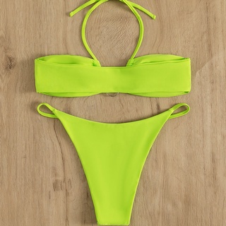 [BKN1787] <ÂU> SET BIKINI XANH NEON KHUY TRÒN