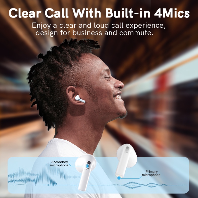 Tai Nghe Bluetooth Không Dây QCY T20 5.3 68ms 13mm Driver HIFI 4 Mic Kèm Phụ Kiện