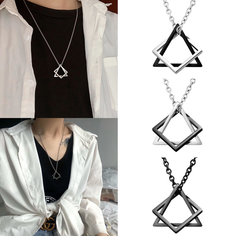 Vòng cổ Hợp Kim Mặt Vuông Tam Giác Sáng Tạo Cho Cặp Đôi