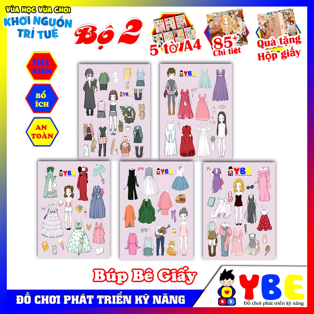 Đồ chơi thủ công búp bê giấy dành cho các bé gái từ 1 tới 10 tuổi giúp bé sáng tạo tính thẩm mỹ phát triển tư duy
