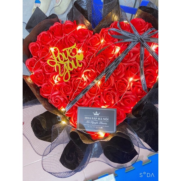 Hà Nội ship hoả tốc-Bó hoa hông 50 bông sáp thơm nhận kết chữ theo yêu cầu(ghi chú chữ love hay happybirthd)