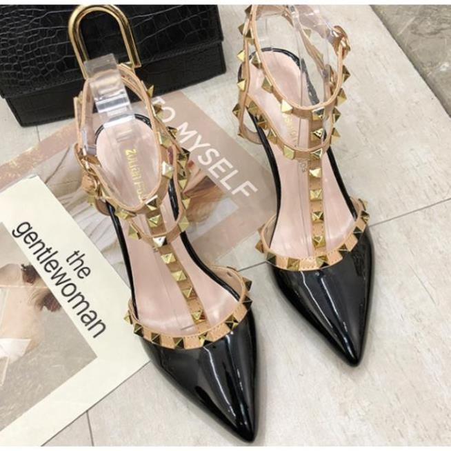 Giày Cao Gót Nữ VALENTINO Phối Đinh Mũi Nhọt Cao Cấp - NSH05 [ORDER QUẢNG CHÂU] _h911 .