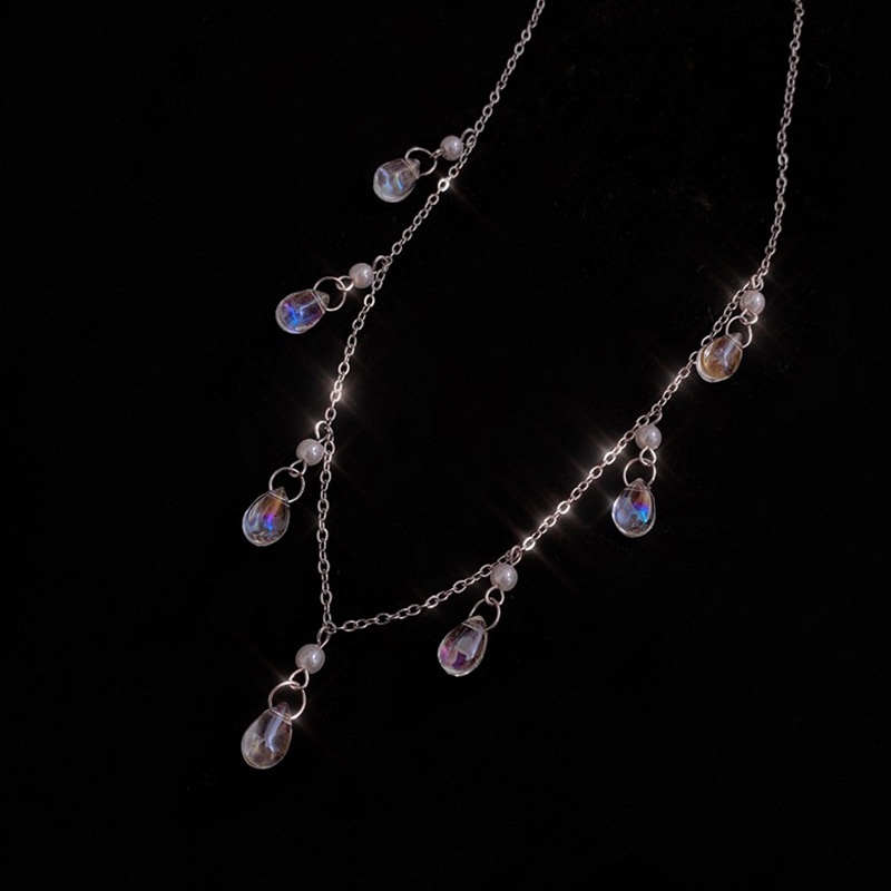 Dây Chuyền Mặt Hình Giọt Nước Đính Đá Phong Cách Retro Thời Trang