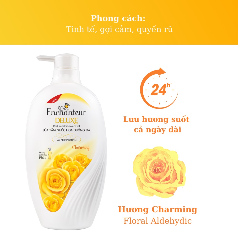 Sữa Tắm Nước Hoa Enchanteur Charming Perfumed Shower Gel Giúp Da Thơm Mịn 650g