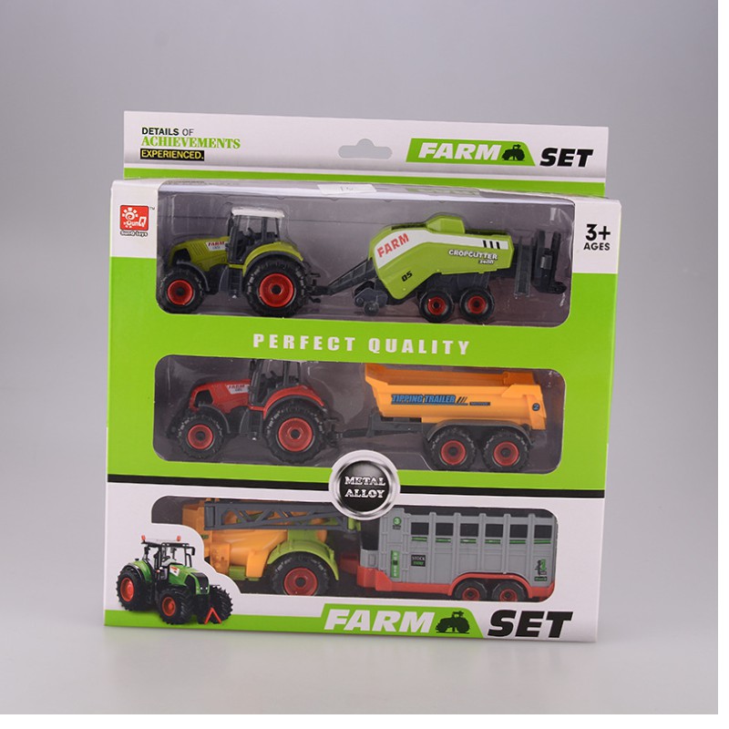 Bộ xe mô hình nông trại đồ chơi cho trẻ em gồm 3 chiếc