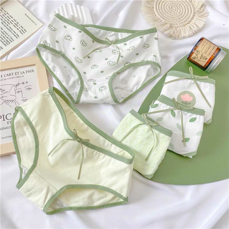 Quần Lót Nữ Cotton Tông Màu Matcha Thoáng Khí Thoải Mái Cho Nữ 299.