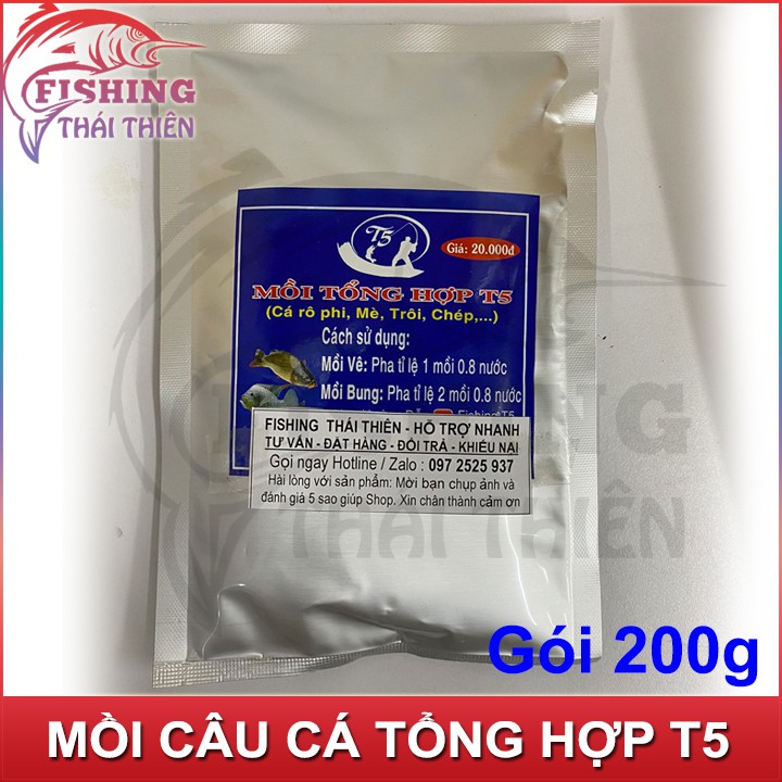 Mồi câu cá tổng hợp T5 câu cá rô phi, mè, trôi, chép, tra,...