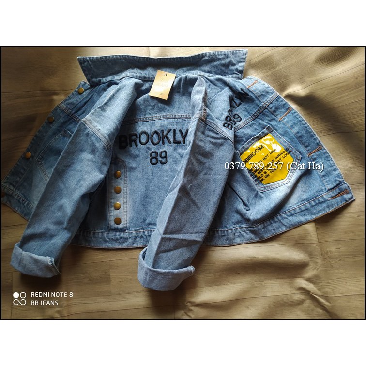 Aó khoác jean nữ xám xanh như hình form dưới 58Kg Brooklyn BB26