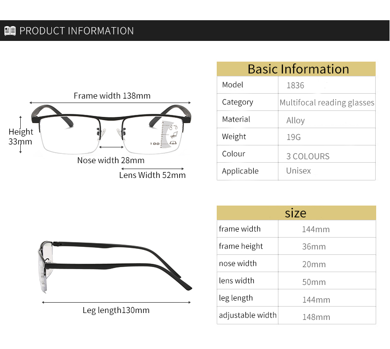Kính Đọc Sách Đa Năng Có Đèn Xanh Dương +100+150+200+250++300+350+400