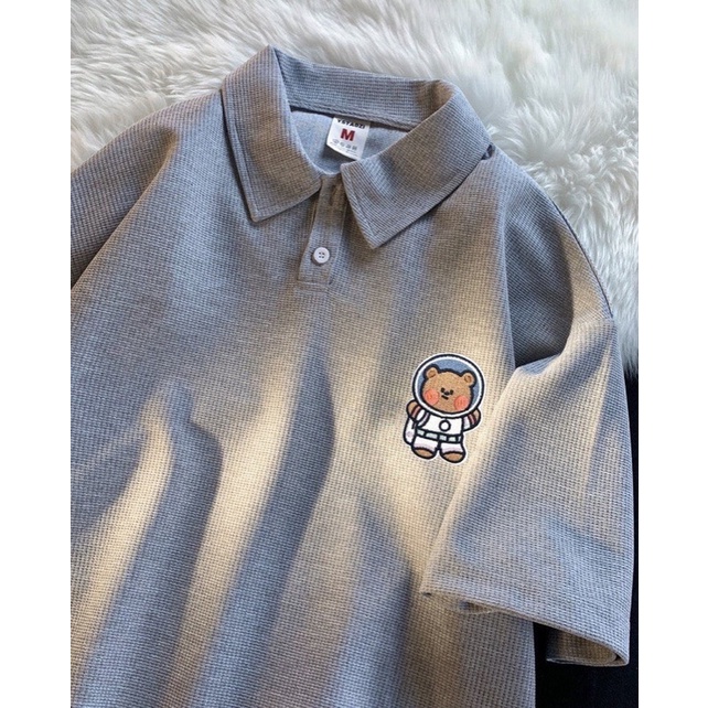 ÁO POLO THÊU HÌNH GẤU CỰC KỲ DỂ THƯƠNG FORM DÀNH CHO NAM NỮ ĐỀU OK - CHẤT BC TÀU XỊN XÒ