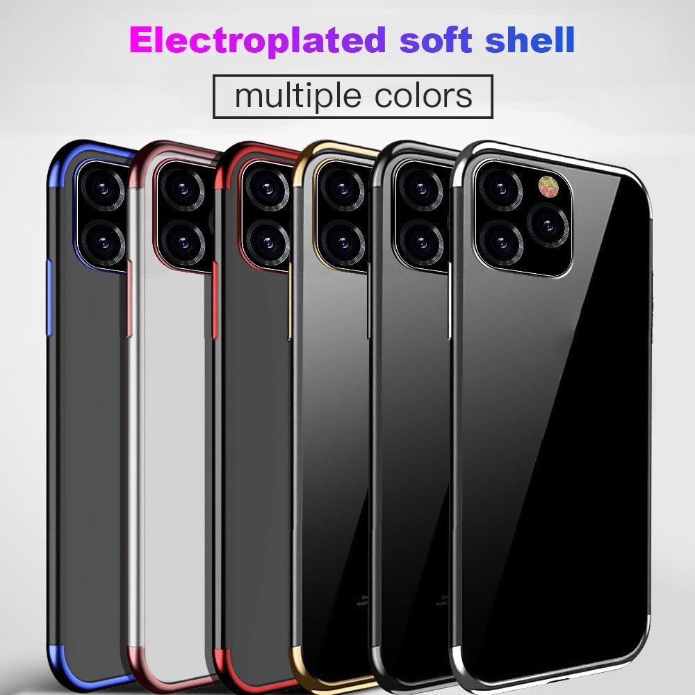 Vỏ mạ cho iPhone 11 Pro Max X XR XS Max 6 7 8 plus Vỏ silicon trong suốt sang trọng Vỏ điện thoại TPU mềm siêu mỏng ốp lưng