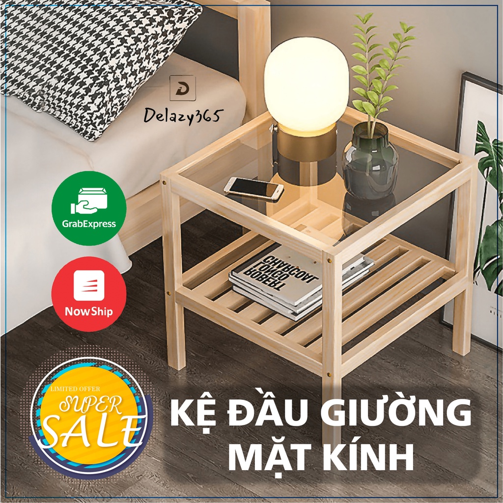 Kệ tủ để đầu giường mặt kính sang trọng