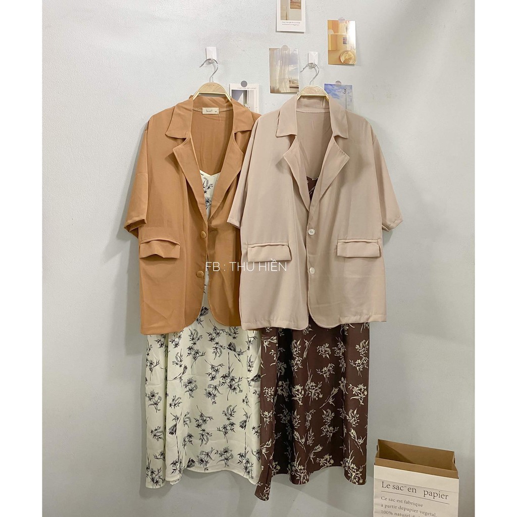 Áo Khoác Blazer Nữ Hàn Quốc Phong Cách Ulzzang  Áo Blazer Ngắn Tay Dáng Rộng