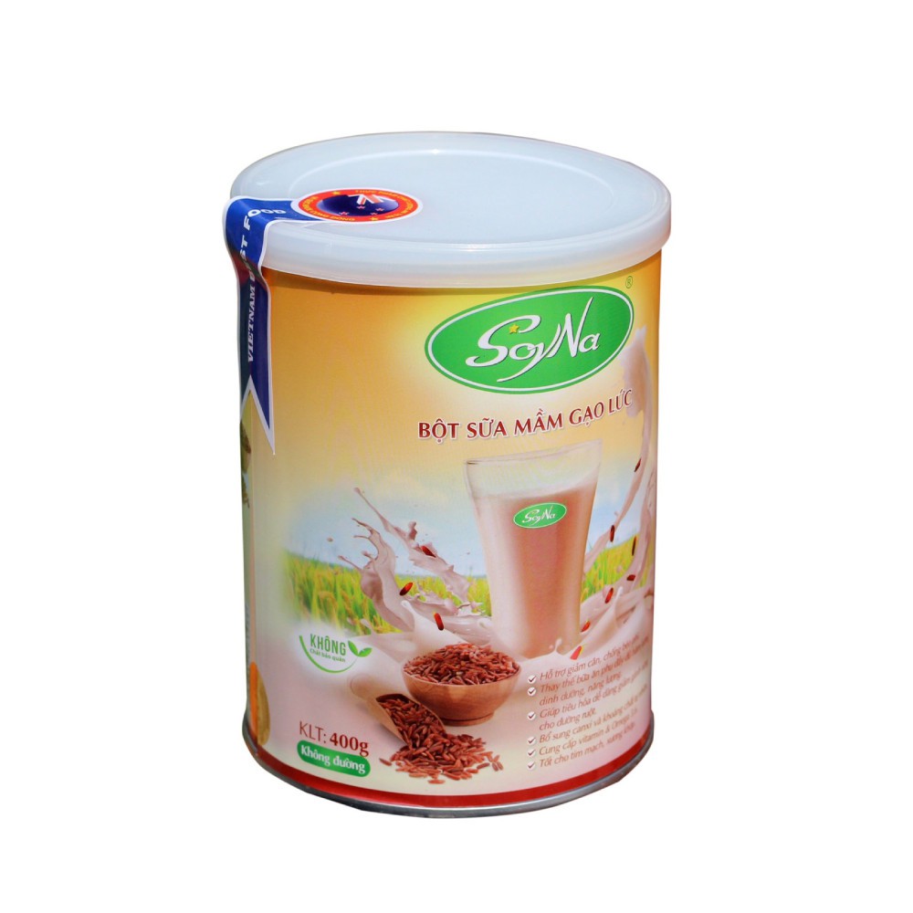 Bột Sữa Mầm Gạo Lứt Soyna Không Đường 400g, dành cho người già, giảm cân, tiểu đường, mỡ máu