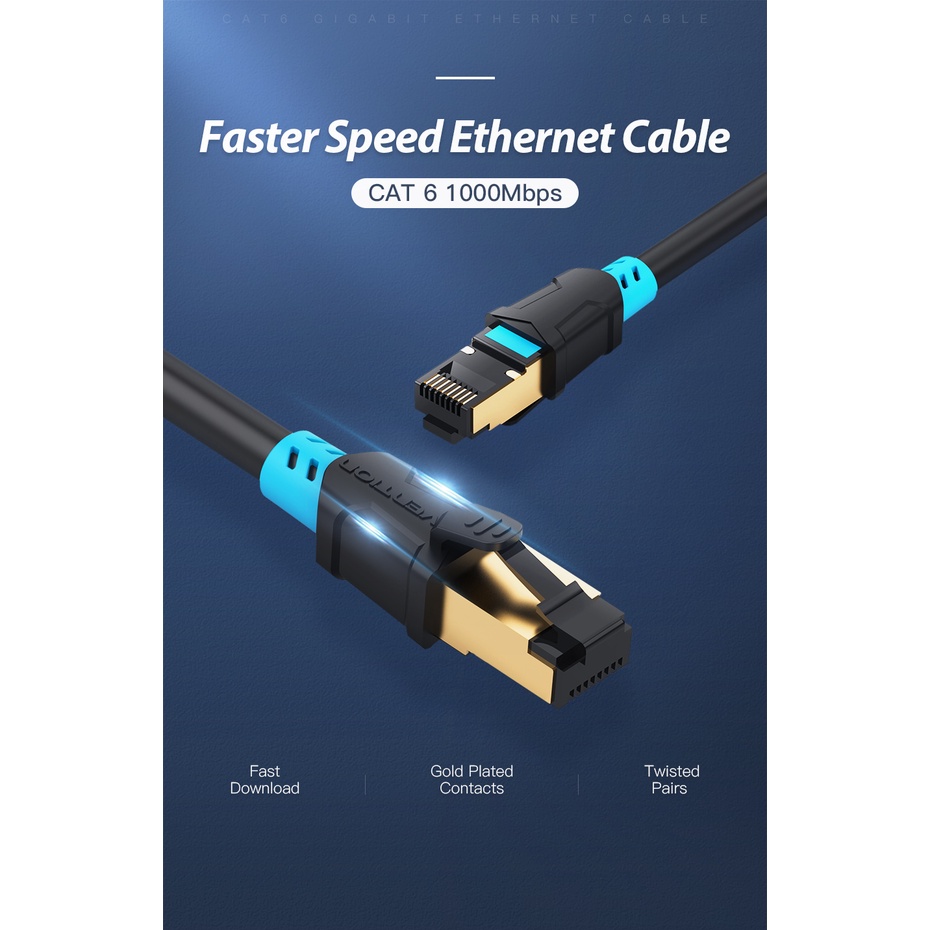 Dây cáp mạng Cat6 SFTP Vention chống nhiễu, bấm sẵn 2 đầu