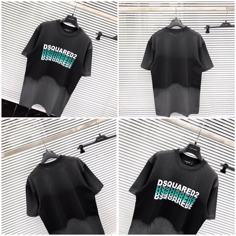 Áo phông loang màu in chữ DSQUARED2 dáng rộng oversize/ Áo thun tay lỡ phom thụng ulzzang