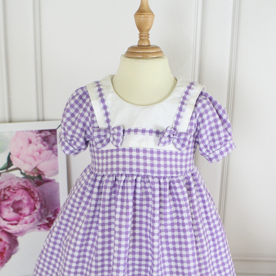 Váy bé gái kẻ caro tím 🥕CAO CẤP 🥕 đầm bé gái siêu xinh size từ 1 đến 7 tuổi hàng thiết kế may kỹ