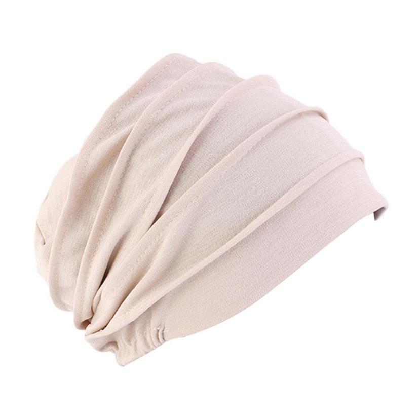 Phụ nữ mũ trùm đầu hijab mũ khăn xếp 1pc mũ trùm đầu ung thư chemo cap màu rắn