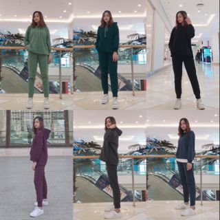 [ ẢNH THẬT SHOP CHỤP] BỘ NỈ ÁO HOODIE KẾT HỢP QUẦN JOGGER
