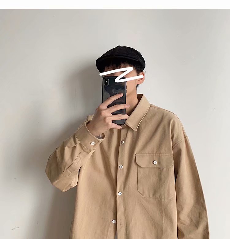 Áo sơ mi tay dài dáng rộng phong cách Hàn Quốc thời trang dành cho nam