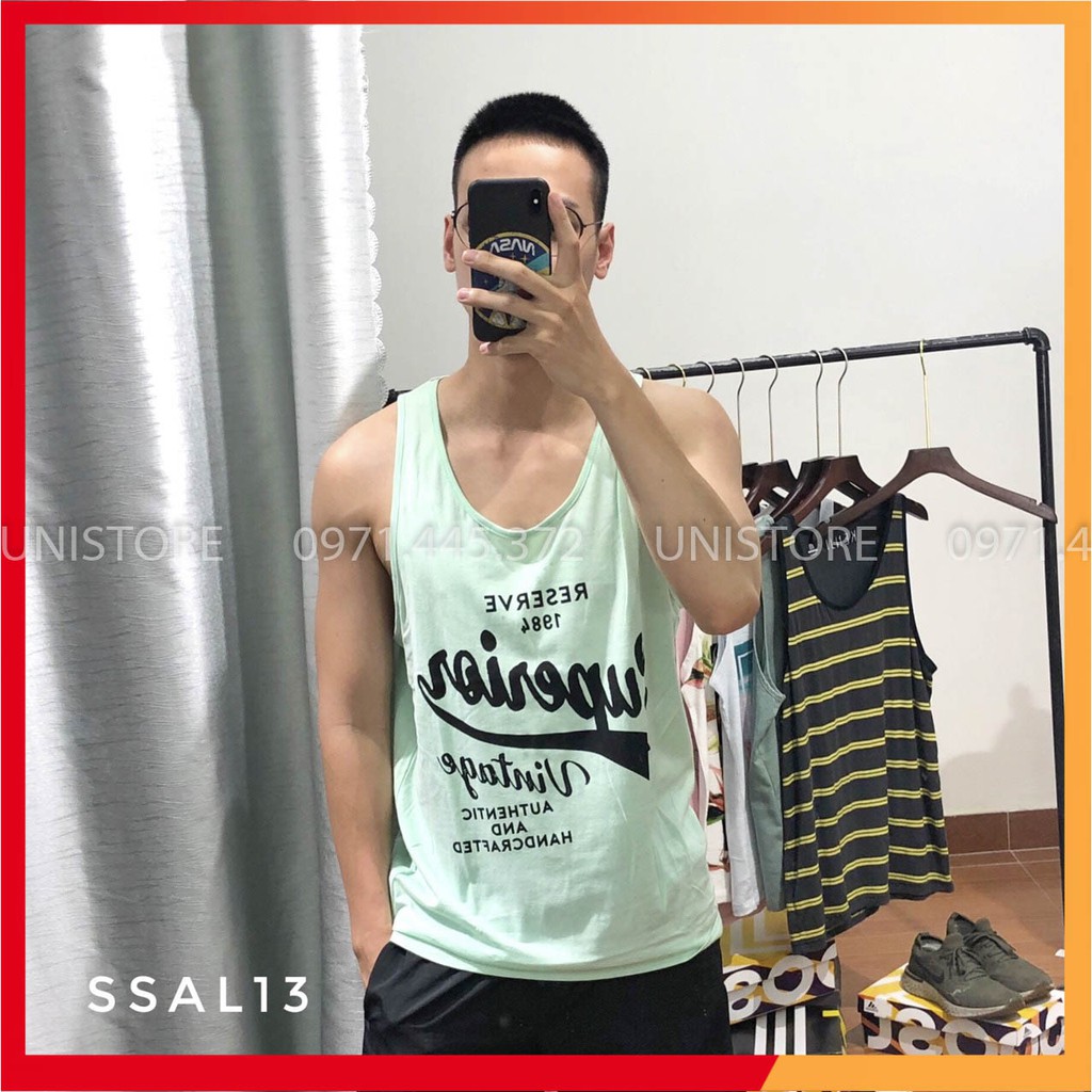 Áo sát nách nam tập gym chất cotton có size 100KG SSAL13