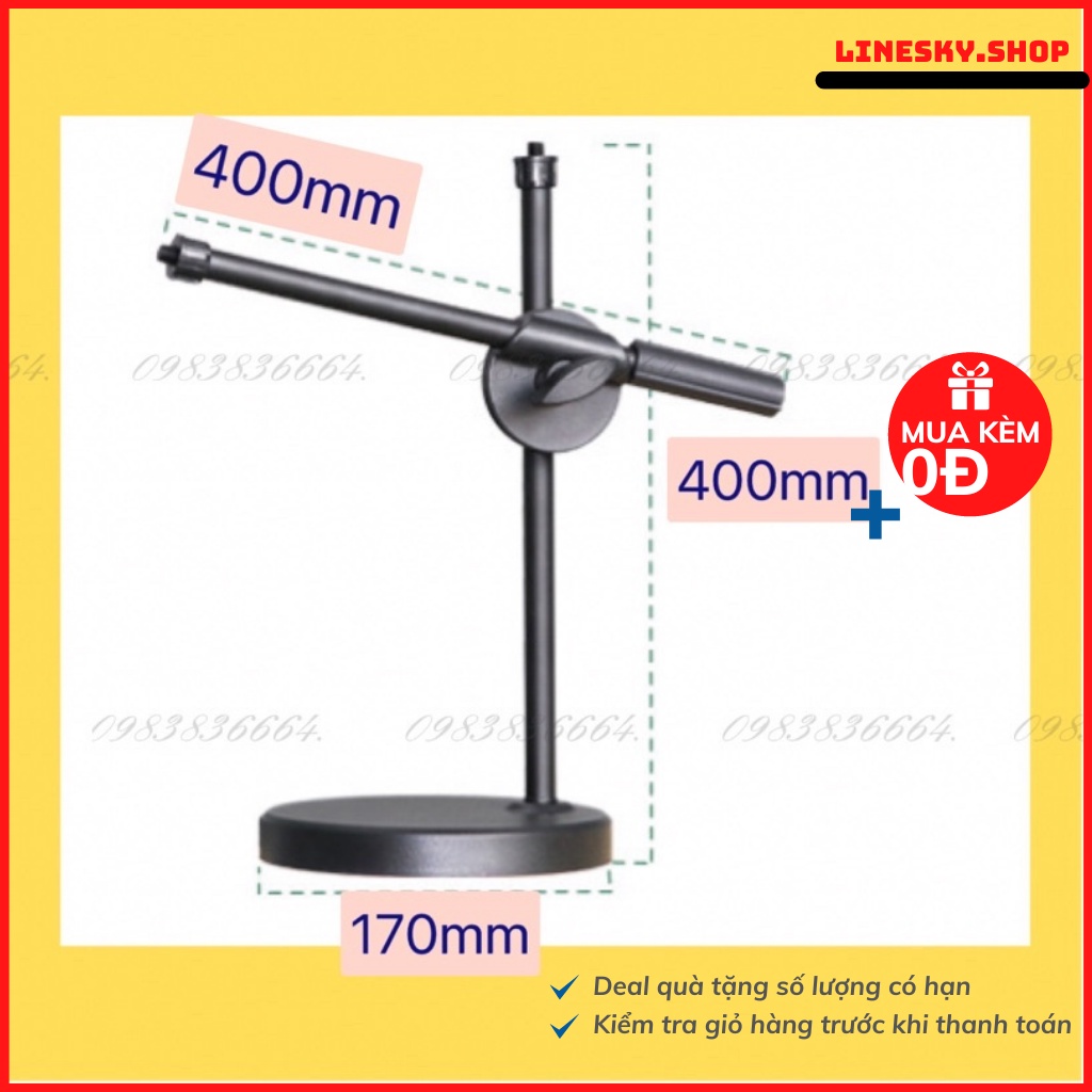 Bộ quay video review, 2 kẹp kèm giá đỡ điện thoại để bàn hàng chính hãng cao cấp