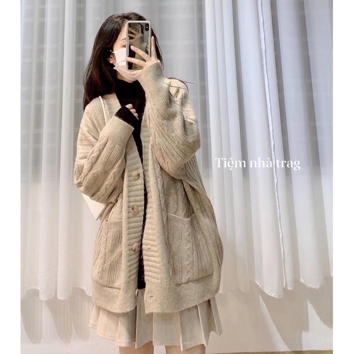 cardigan len hàng loại 1 dày dặn dáng giấu quần siêu đẹp