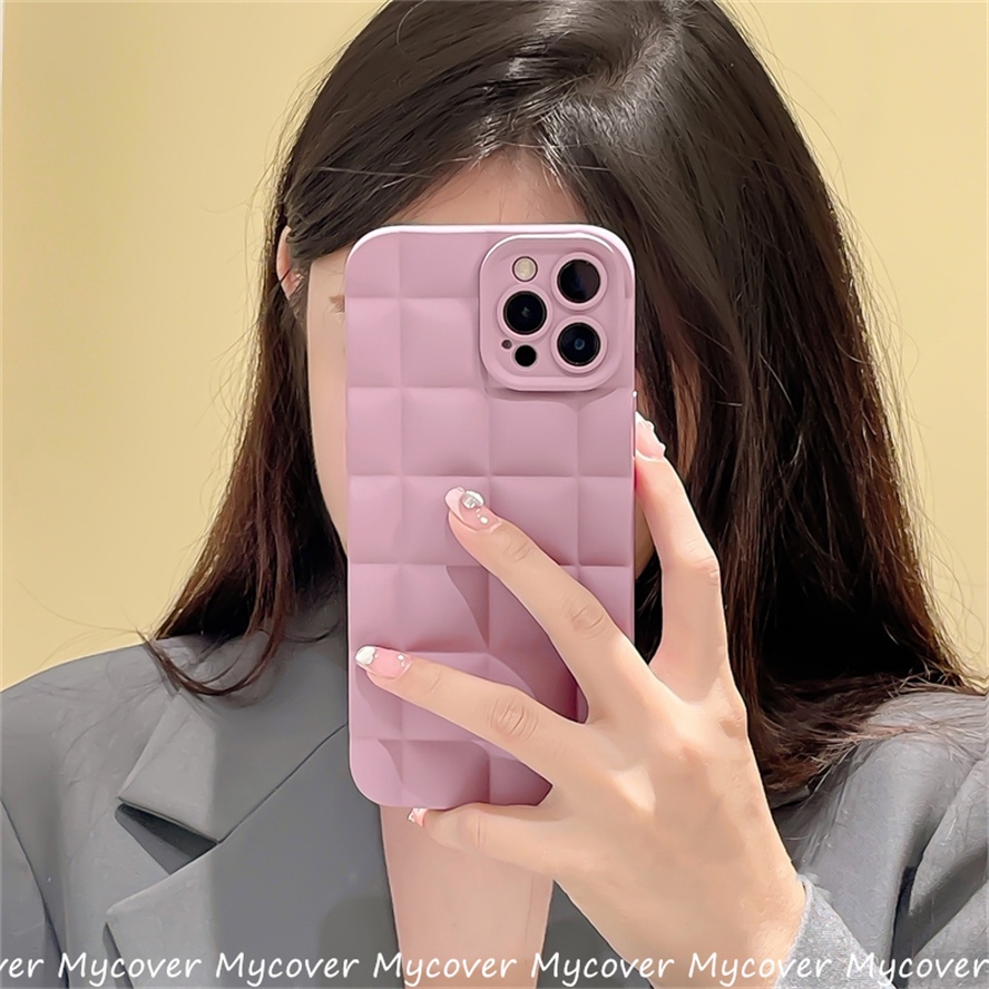 Ốp Điện Thoại Silicone Mềm Chống Sốc Họa Tiết Lưới Màu Trơn Cho iPhone 11 12 13 Pro Max X Xr Xs 8 7 6 Plus SE 2020