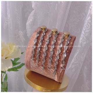 Lắc tay xi bạch kim xoắn lá 4d nhỏ 💎