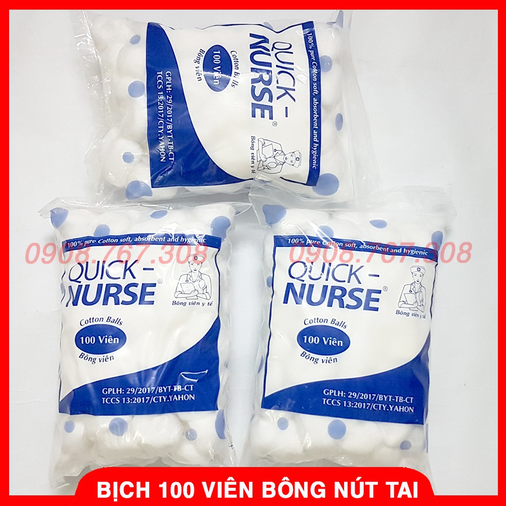Bông Nút Tai Tiện Lợi Quick Nurse (Bịch 100 Viên To) - 8936040074126