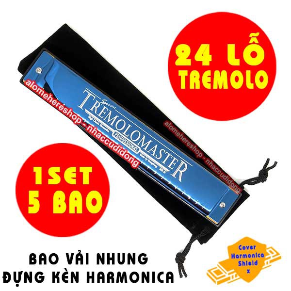 Bộ 5 Bao Nhung Đựng Kèn Harmonica Tremolo 24 Lỗ