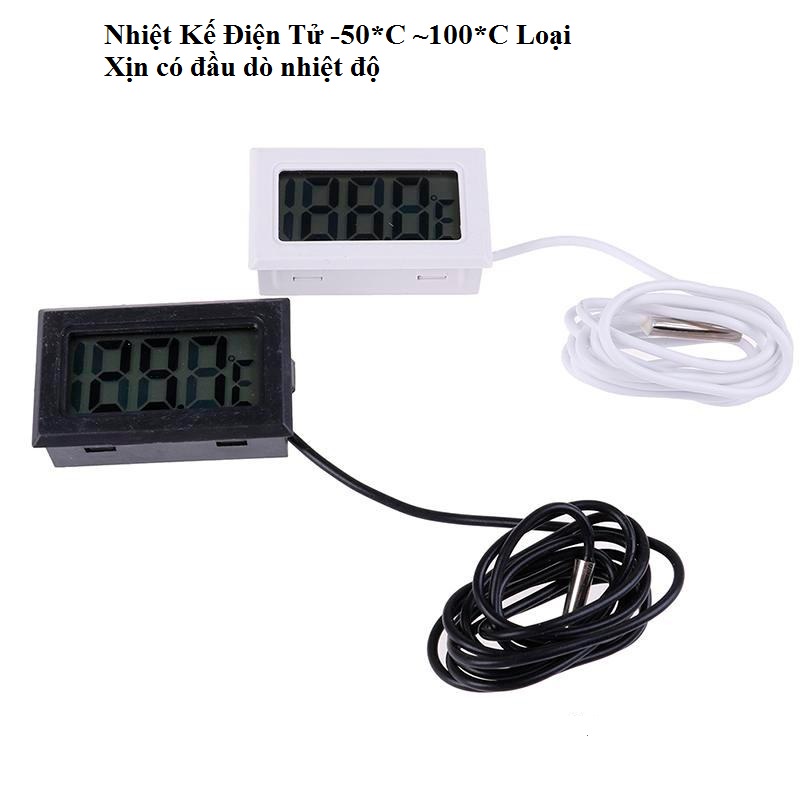 Nhiệt kế điện tử màn hình LCD  đo nhiệt độ,độ ẩm kèm dây