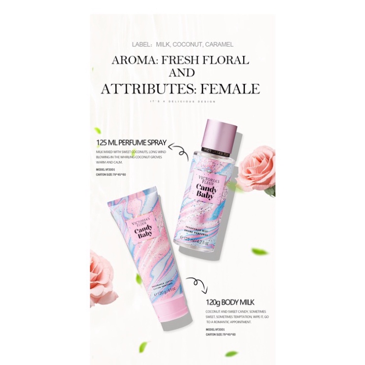 Set Nước hoa và dưỡng thể VICTORIA xịt thơm toàn thân VF20